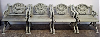 Lot 3485 - A set of four 19th century green painted cast...