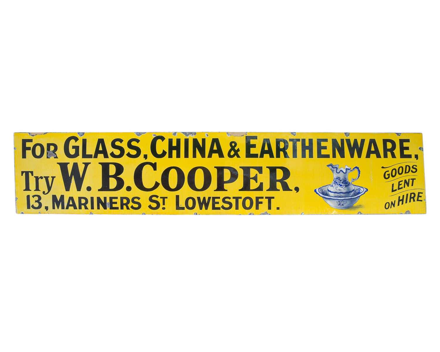 Lot 15 - A W.B. Cooper Lowestoft enamel advertising sign.