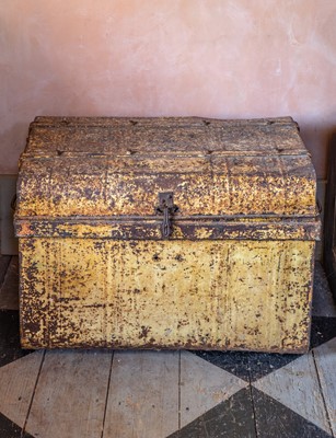 Lot 2 - Christmas decorations in an old tin trunk
