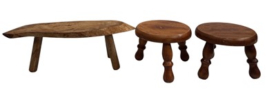 Lot 203 - Three French wooden stools, height 16.5cm.