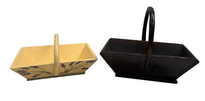 Lot 206 - Two vintage French farmhouse trug baskets.