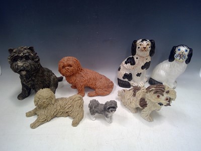 Lot 50 - Two Staffordshire Spaniels, Three Studio...