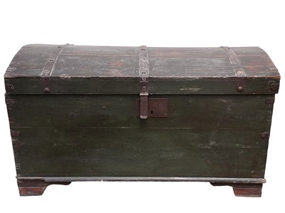 Lot 877 - A pine Hungarian domed top trunk.