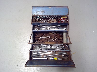 Lot 74 - A Metal Toolbox with Spanners, Sockets etc.