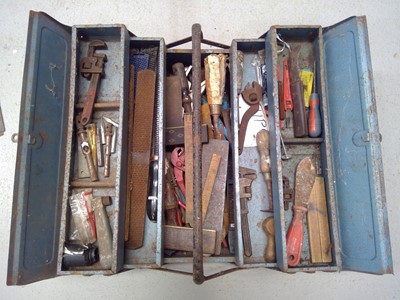 Lot 75 - A Metal Toolbox containing Hand Tools, Rasps,...