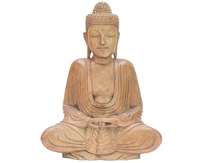 Lot 543 - A South East Asian carved hardwood figure of a meditating Buddha.