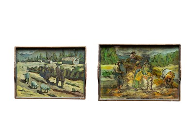 Lot 164 - Verre eglomise trays