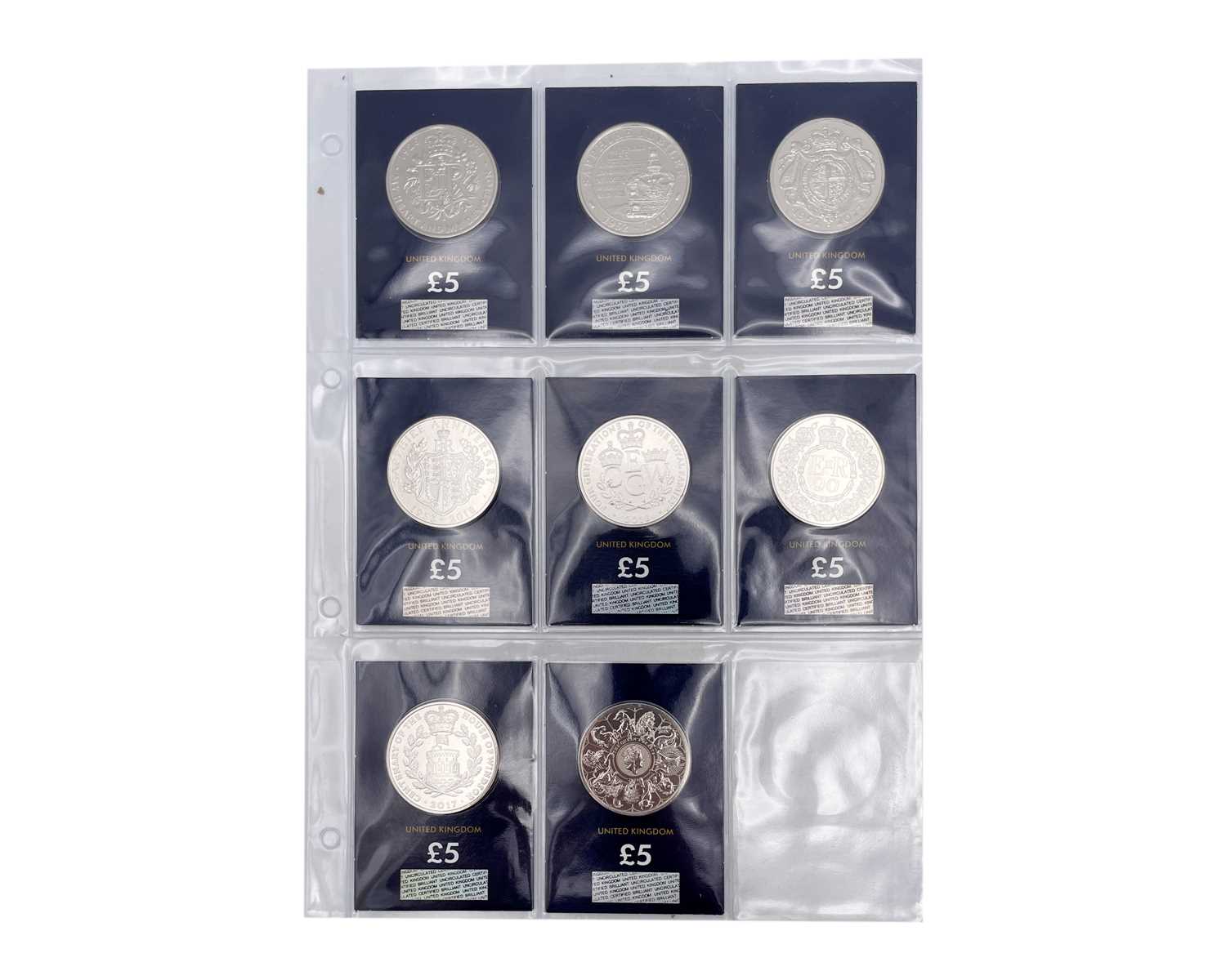 Lot 23 - A collection of 8 Change Checker £5 five-pound special issue coins.