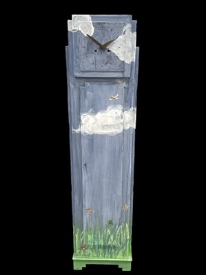 Lot 102 - A hand-painted Grandmother clock, 136cm tall.