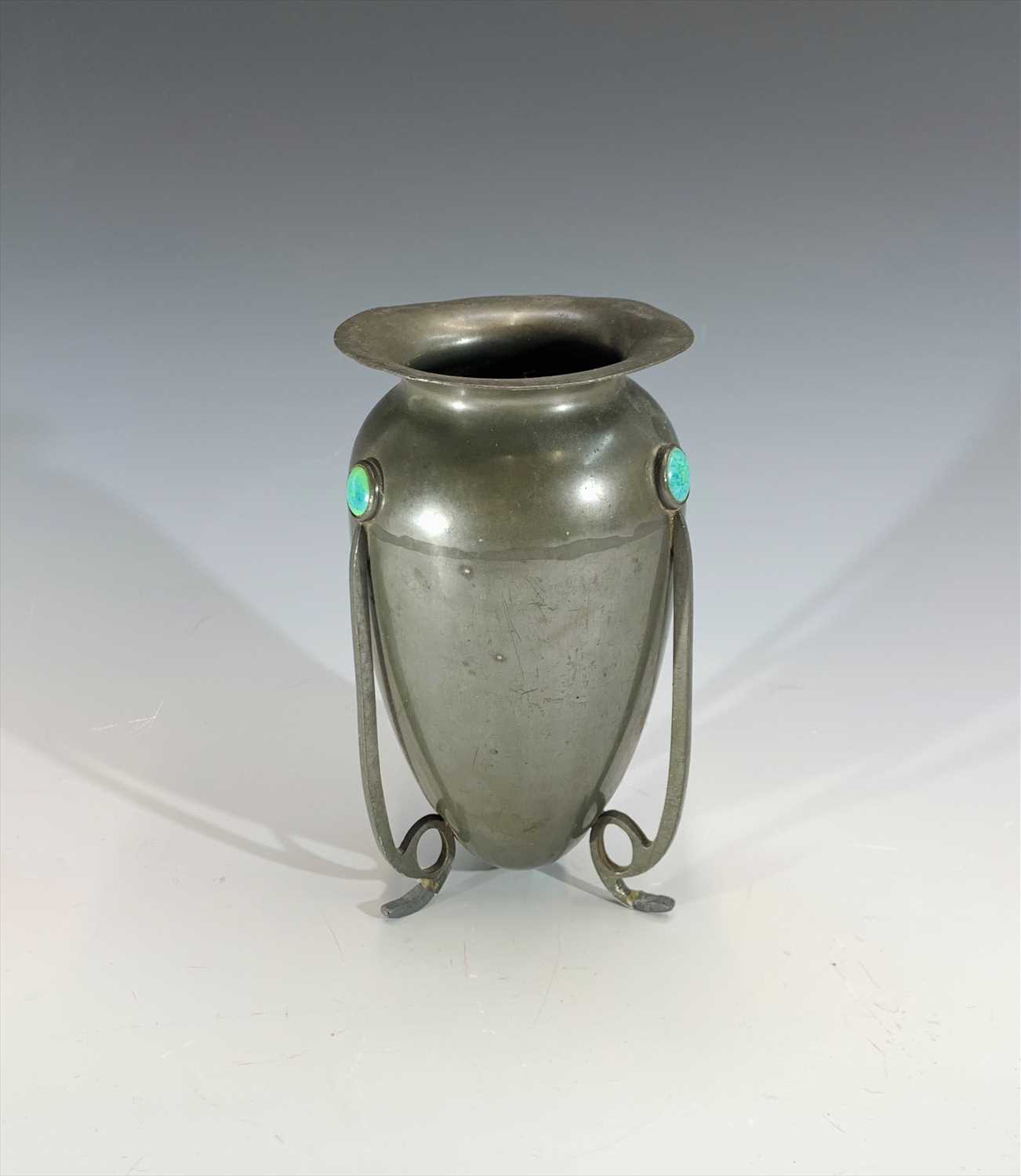 Lot 303 - An Arts & Crafts period pewter vase, with...