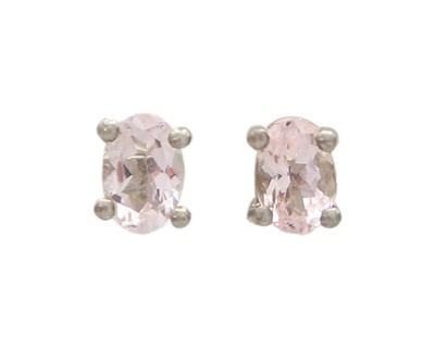 Lot 5 - A pair of silver and morganite stud earrings.