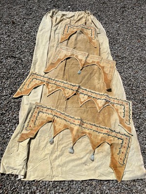Lot 435 - Lyn le Grice stencilled curtains and headings