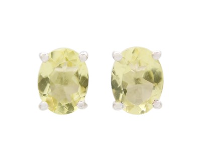 Lot 13 - A pair of silver and quartz stud earrings.