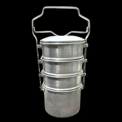 Lot 119 - A four-tier Indian style tiffin carrier or...