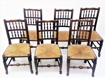 Lot 3505 - A set of six Lancashire ash spindle back...