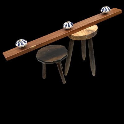 Lot 124 - Two vintage cricket/milking stools and a...