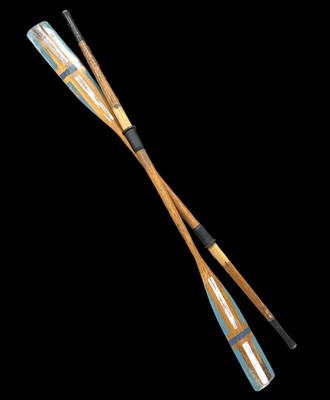 Lot 120 - A pair of wooden oars, 197cm long
