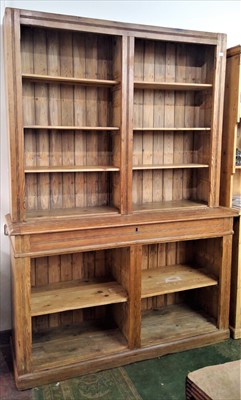 Lot 3507 - A late Victorian pitch pine bookcase, the...