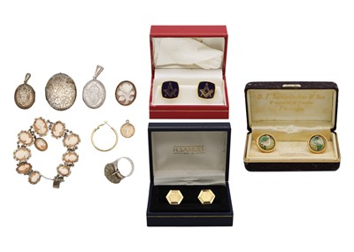 Lot 38 - An assortment of silver jewellery items, with three pairs of cufflinks.