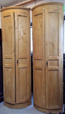 Lot 3517 - A pair of Continental pine bow front standing...