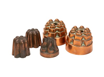 Lot 131 - Three Buszard Ltd copper jelly moulds.