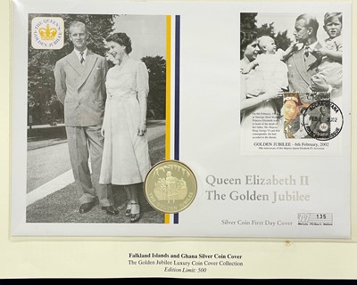 Lot 26 - Westminster Mint - A Queen Elizabeth II Golden Jubilee Luxury silver proof Coin Cover album.