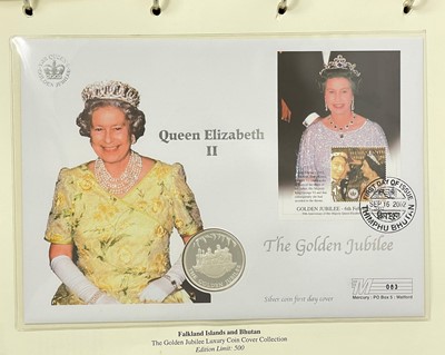 Lot 26 - Westminster Mint - A Queen Elizabeth II Golden Jubilee Luxury silver proof Coin Cover album.