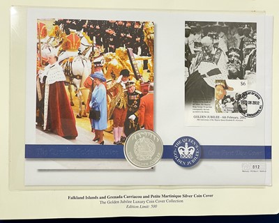 Lot 26 - Westminster Mint - A Queen Elizabeth II Golden Jubilee Luxury silver proof Coin Cover album.