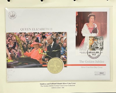 Lot 26 - Westminster Mint - A Queen Elizabeth II Golden Jubilee Luxury silver proof Coin Cover album.