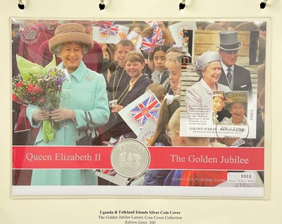 Lot 26 - Westminster Mint - A Queen Elizabeth II Golden Jubilee Luxury silver proof Coin Cover album.