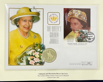 Lot 26 - Westminster Mint - A Queen Elizabeth II Golden Jubilee Luxury silver proof Coin Cover album.