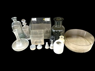 Lot 161 - A selection of glass vases, decanters, pewter,...