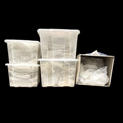 Lot 164 - Five storage boxes of vintage linen, lace,...