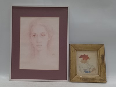 Lot 187 - A watercolour in distressed gilt frame, 34cm x...