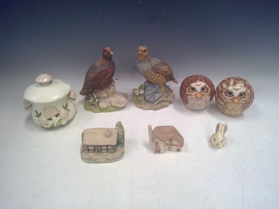 Lot 191 - Two Owl Candles, Two Kowa Partridges, a...