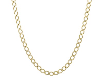 Lot 96 - A 9k gold diamond-cut curb chain.
