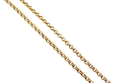 Lot 163 - A 9k gold belcher link 22" neck chain.