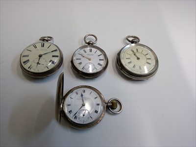 Lot 2641 - Four silver cased pocket watches