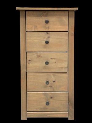Lot 46 - A five-drawer pine tallboy, 46cm wide, 90cm...