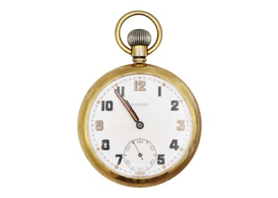 Lot 264 - DAMAS - A British Military Issue G.S./T.P. gold-plated keyless wind pocket watch.