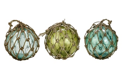 Lot 33 - Three large blown glass fishing floats.