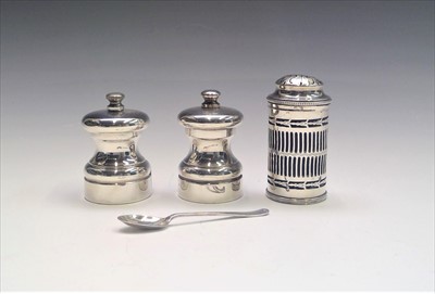 Lot 2021 - Two silver mounted small pepper mills and a...