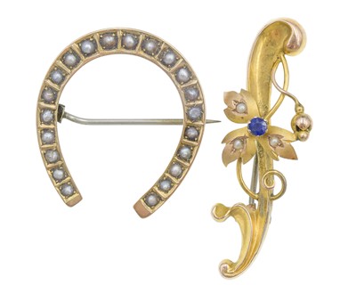 Lot 94 - Two Victorian 9k gold brooches.