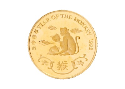 Lot 54 - HONG KONG LUNAR ANIMAL 22K GOLD MEDAL SET - A set of nine gold proof medals with booklets.