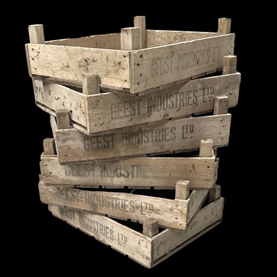 Lot 148 - Six wooden potato crates, 56x43x10cm.