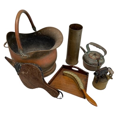 Lot 150 - A Copper coal scuttle, a Bellow, a copper...