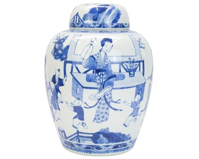 Lot 501 - A Chinese blue and white porcelain jar and cover.