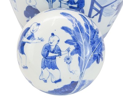 Lot 501 - A Chinese blue and white porcelain jar and cover.