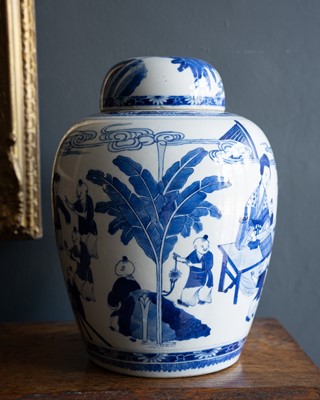 Lot 501 - A Chinese blue and white porcelain jar and cover.