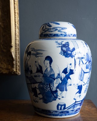 Lot 501 - A Chinese blue and white porcelain jar and cover.